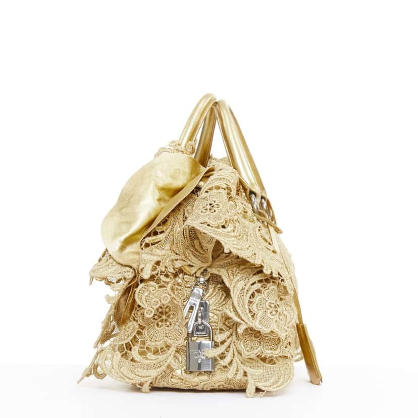 Prada Pizzo Gold Leather Good condition - Model View