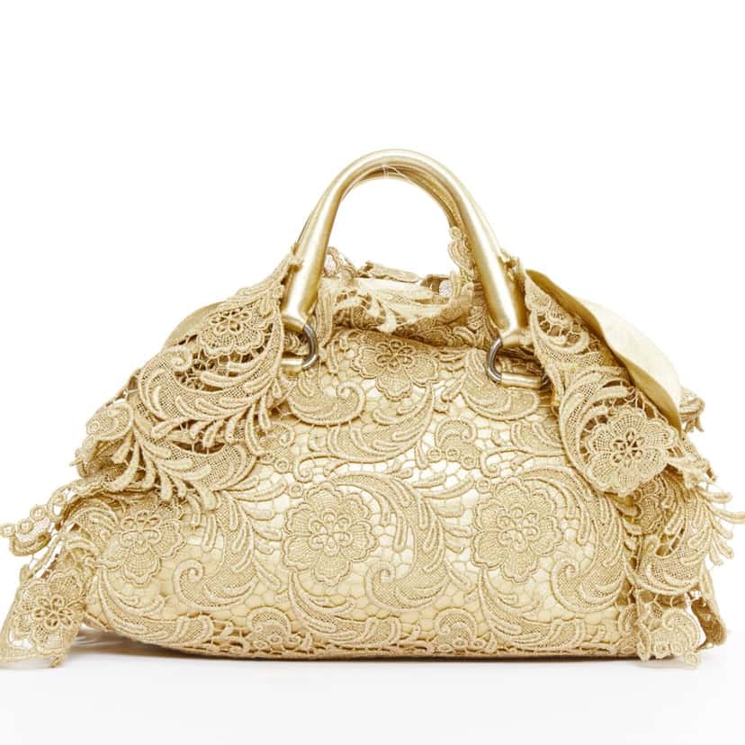 Prada Pizzo Gold Leather Good condition - Box View