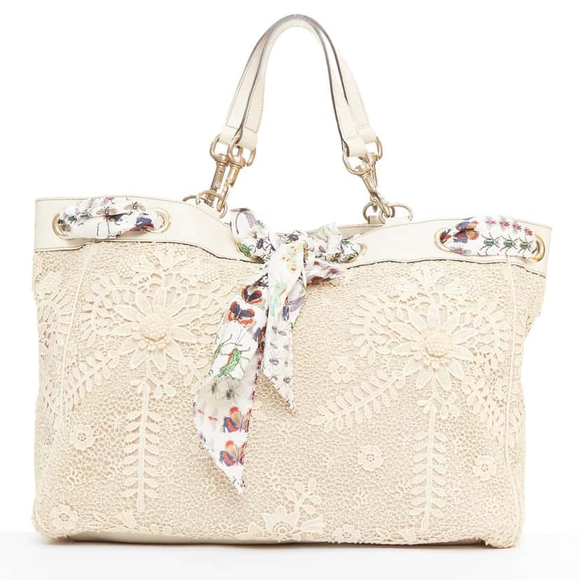 Gucci Positano Scarf Tote Beige Leather Very good condition - Front View