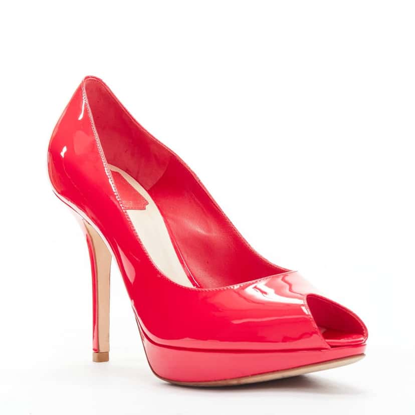 Christian Dior Pink Patent Platforms Pink Leather Never worn - Back View