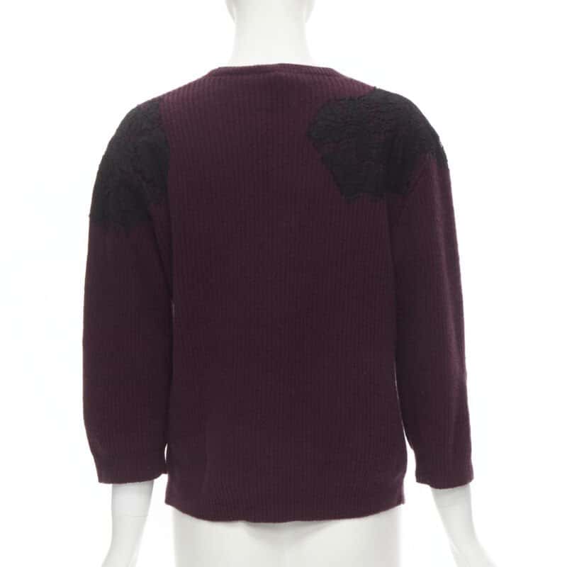VALENTINO GARAVANI Lace Applique Sweater Burgundy Wool Never worn - Box View