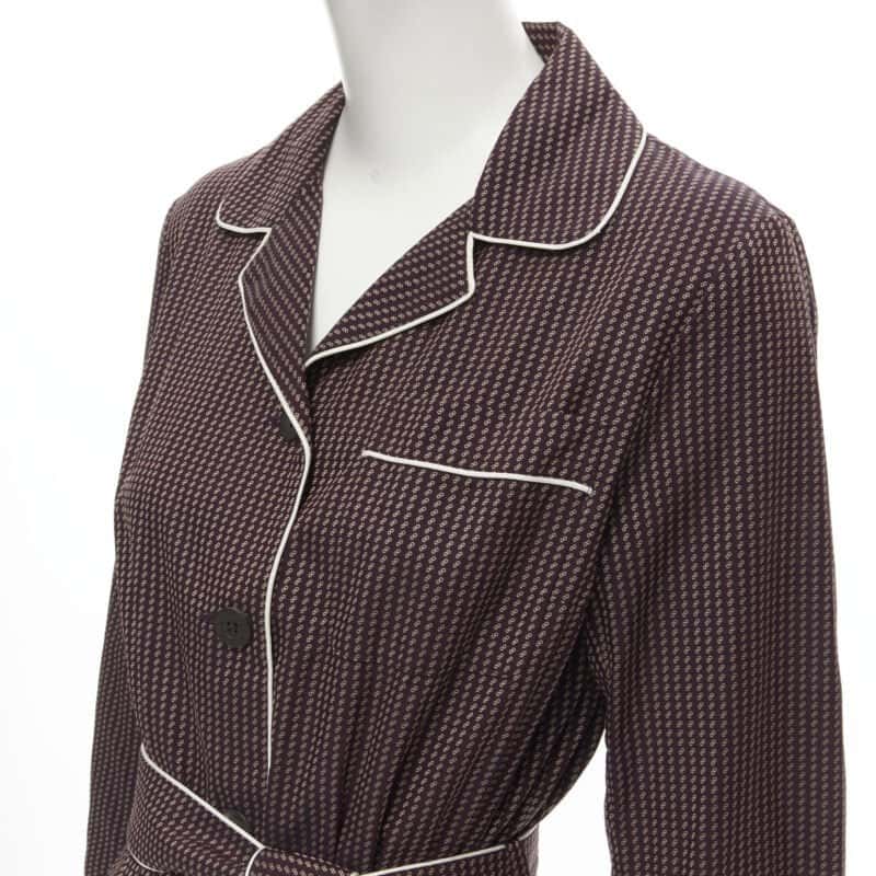 Dries Van Noten Pyjama Robe Dress Burgundy Cotton Never worn, with tag - Back View