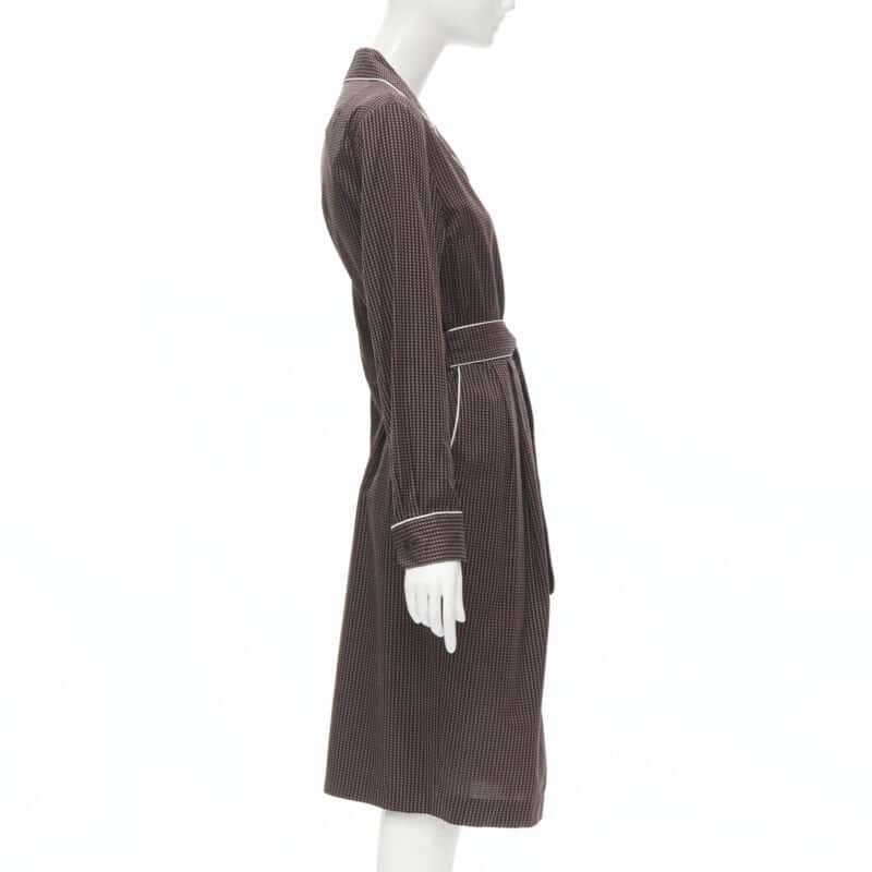 Dries Van Noten Pyjama Robe Dress Burgundy Cotton Never worn, with tag - Model View