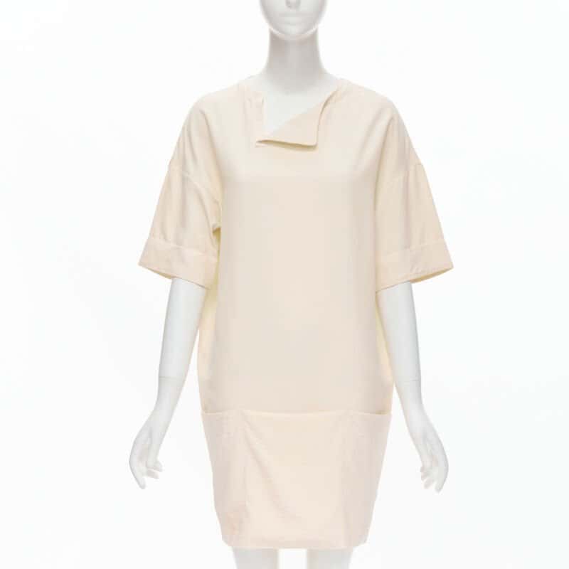 The Row Triple Pocket Dress Beige Silk Very good condition - Front View