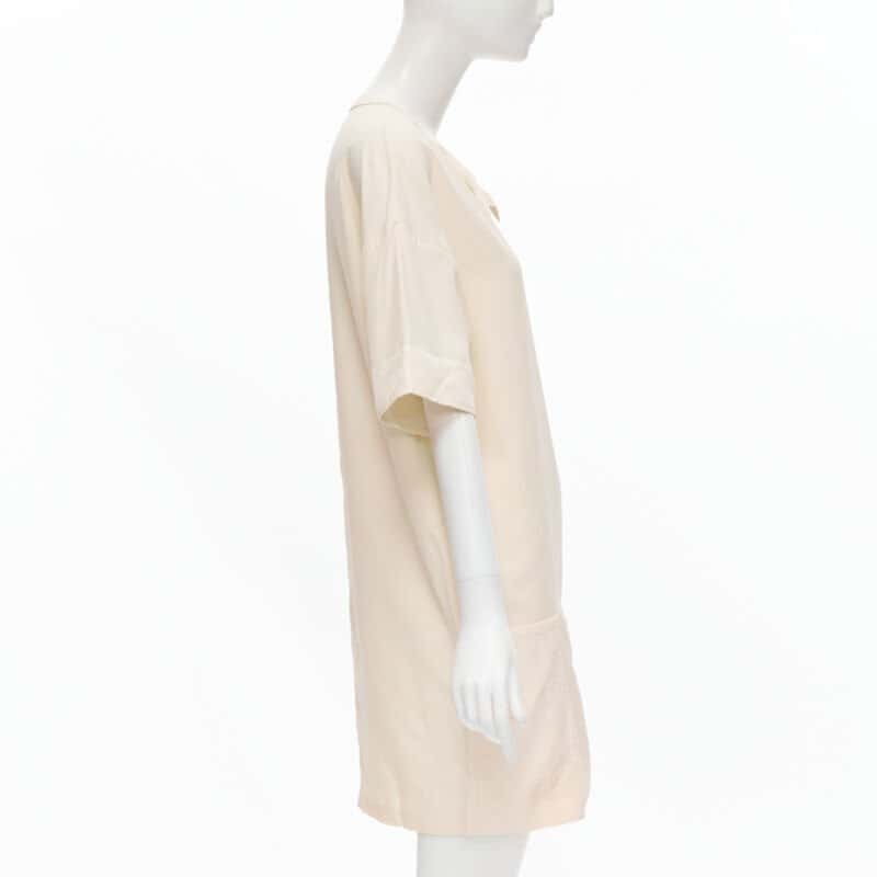 The Row Triple Pocket Dress Beige Silk Very good condition - Model View