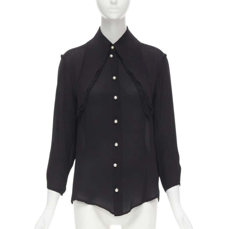JW Anderson Pearl Collar Blouse Black Silk Never worn, with tag - Front View