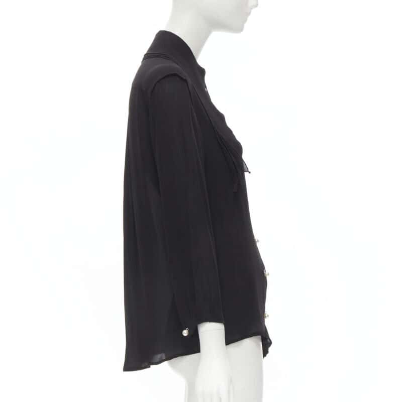 JW Anderson Pearl Collar Blouse Black Silk Never worn, with tag - Model View