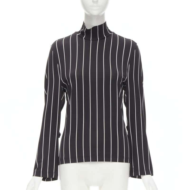 Balenciaga Tie Sleeve Turtleneck Black Viscose Never worn - Inside View