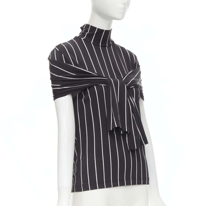 Balenciaga Tie Sleeve Turtleneck Black Viscose Never worn - Model View