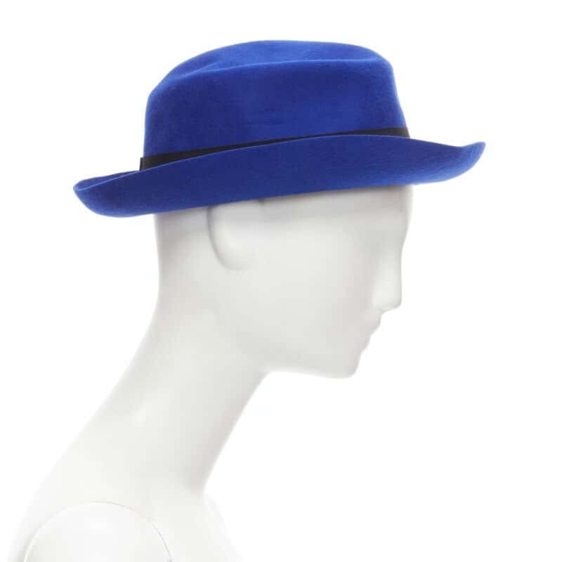 Maison Michel Blue Wool Fedora Blue Wool Never worn, with tag - Model View