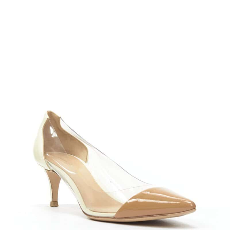 Gianvito Rossi PVC Toe Cap Heels Beige Never worn - Back View
