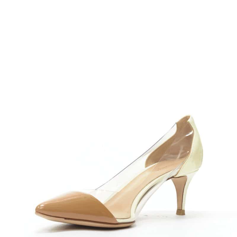 Gianvito Rossi PVC Toe Cap Heels Beige Never worn - Model View