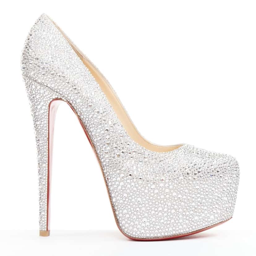 Christian Louboutin Daffodile Strass 160 Silver Very good condition - Front View