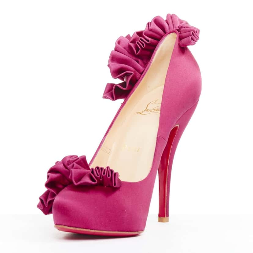 Christian Louboutin Escandria 120 Purple Silk Very good condition - Model View