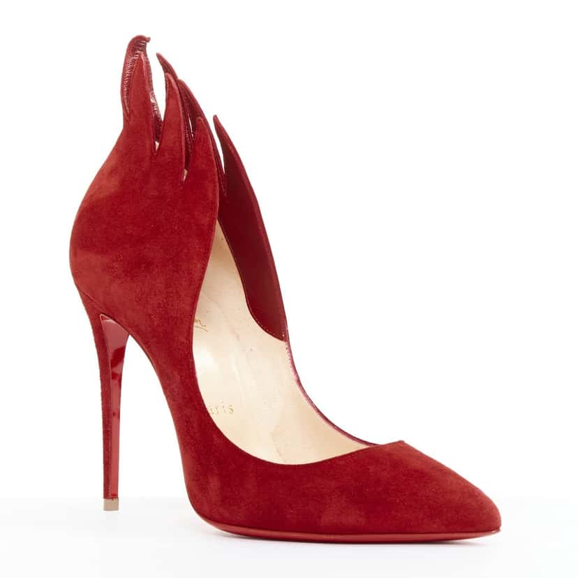 Christian Louboutin Victorina 100 Veau Velours Carmin Red Suede Very good condition - Back View