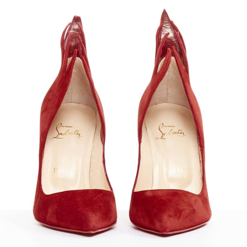 Christian Louboutin Victorina 100 Veau Velours Carmin Red Suede Very good condition - Inside View