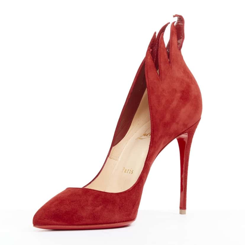 Christian Louboutin Victorina 100 Veau Velours Carmin Red Suede Very good condition - Model View