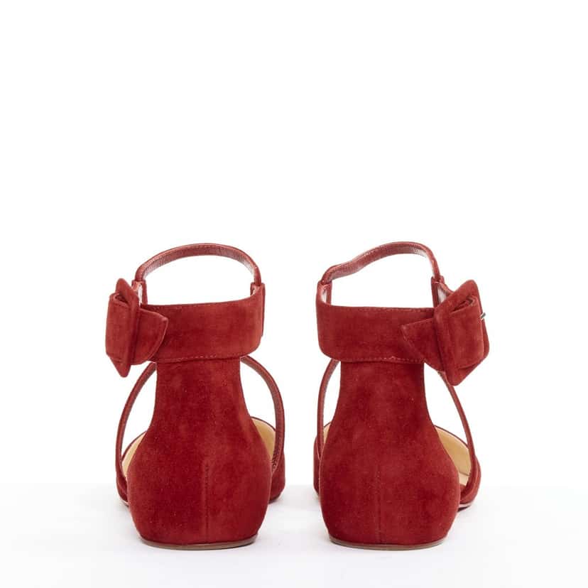 Christian Louboutin Suzanna Flat Veau Velours Carmin Red Suede Very good condition - Box View