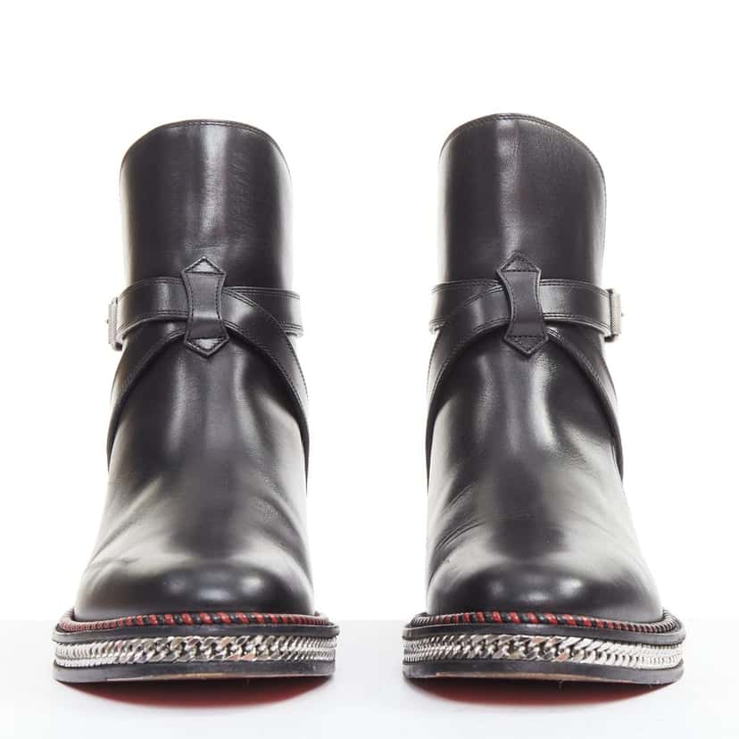 Christian Louboutin Chelsea Chain Flat Calf Brosse Black Leather Good condition - Inside View