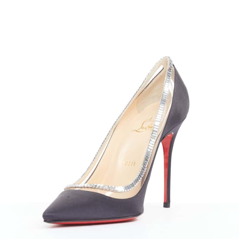 Christian Louboutin Paulina Strass 100 Crepe Satin Black Silk Good condition - Model View