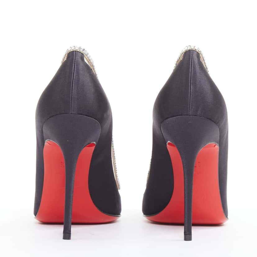 Christian Louboutin Paulina Strass 100 Crepe Satin Black Silk Good condition - Box View