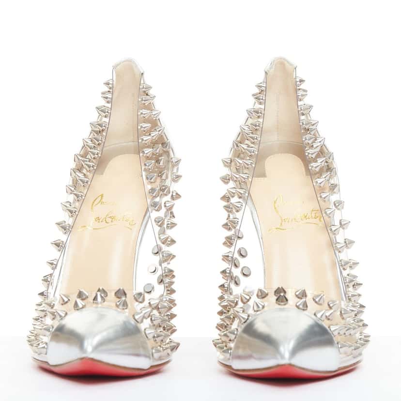 Christian Louboutin Spike Me 100 Silver Leather Good condition - Inside View