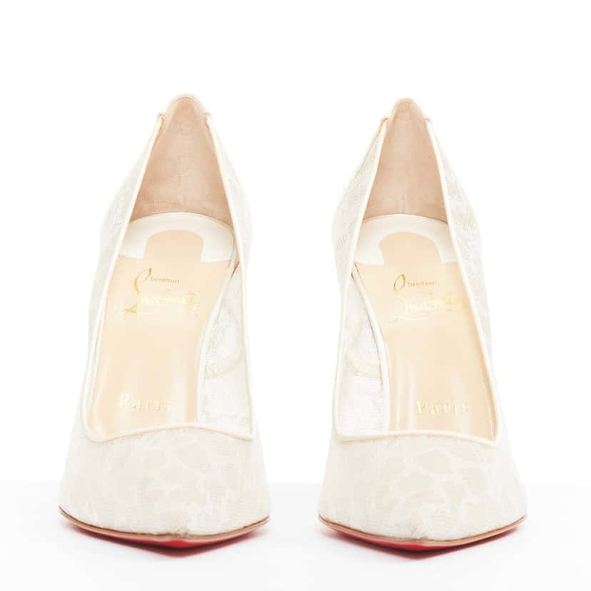 Christian Louboutin Pigalace 100 Dentelle Nuage Crepe Ecru Silk Very good condition - Inside View