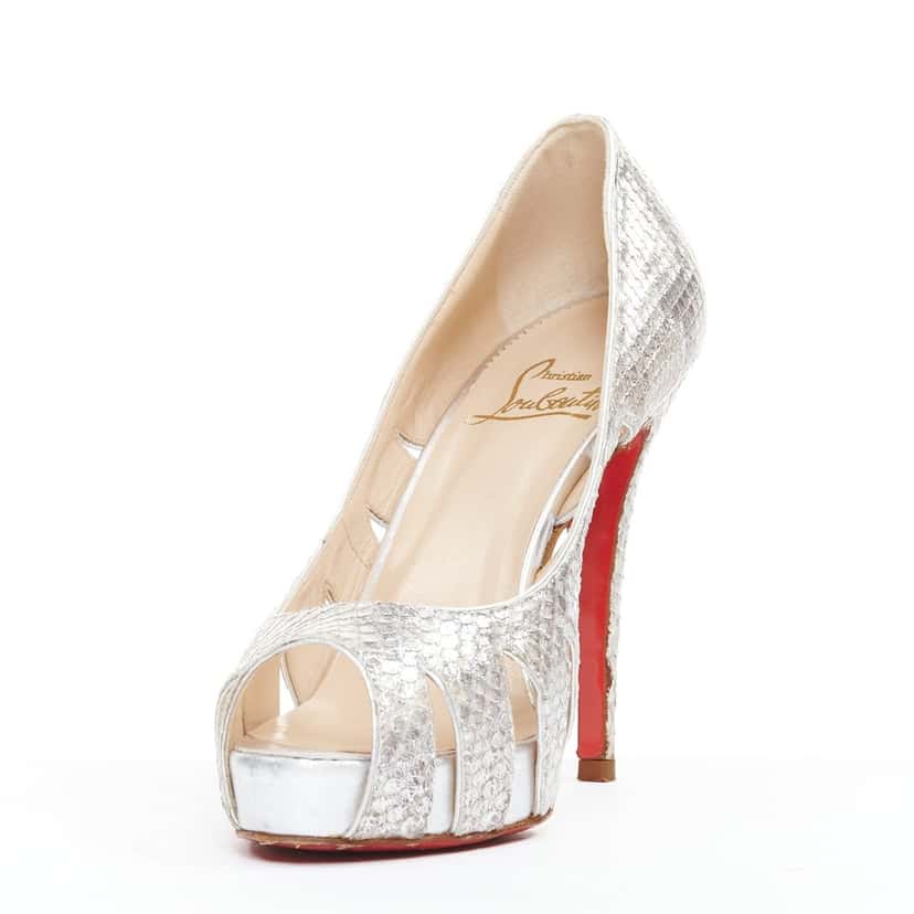 Christian Louboutin Fontanete Silver Leather Good condition - Model View