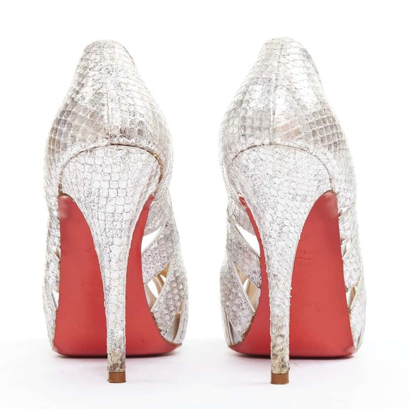 Christian Louboutin Fontanete Silver Leather Good condition - Box View