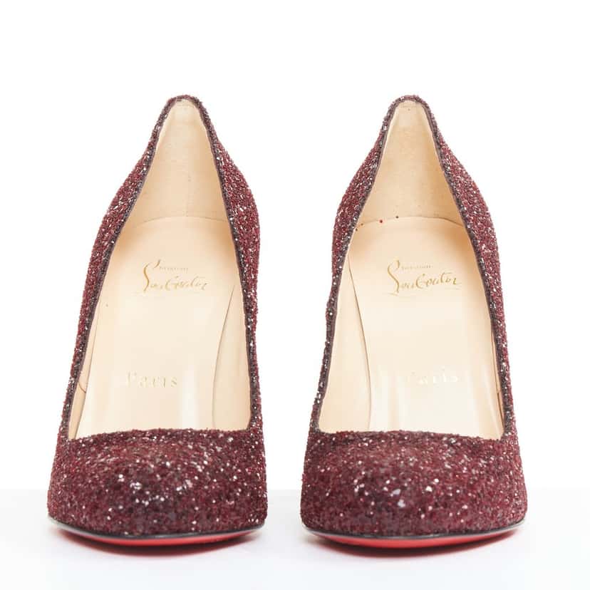 Christian Louboutin Ron Ron 100 Glitter Burgundy Leather Very good condition - Inside View