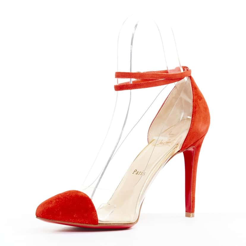 Christian Louboutin Un Bout 100 Veau Velours Red Leather Very good condition - Model View