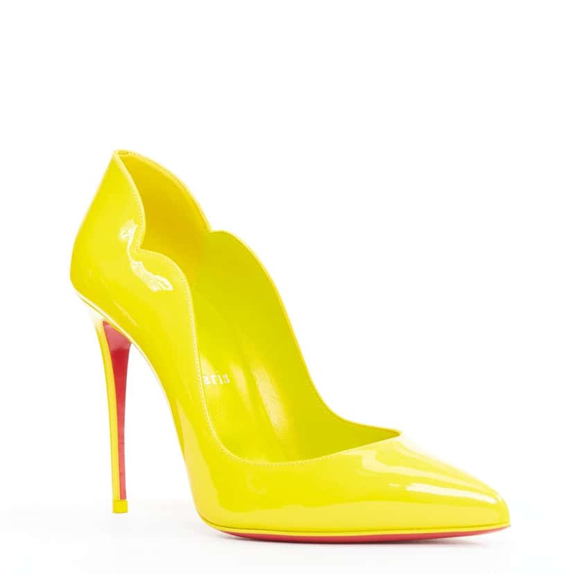 Christian Louboutin Hot Chick 100 Patent Yellow Leather Very good condition - Back View