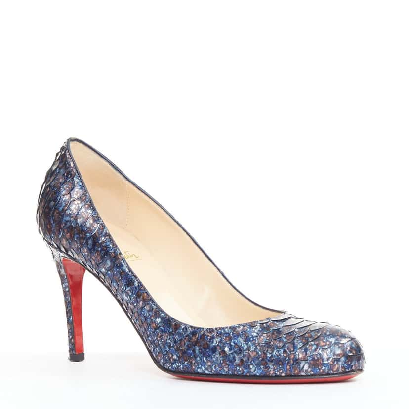 Christian Louboutin Simple Pump 85 Blue Leather Very good condition - Back View