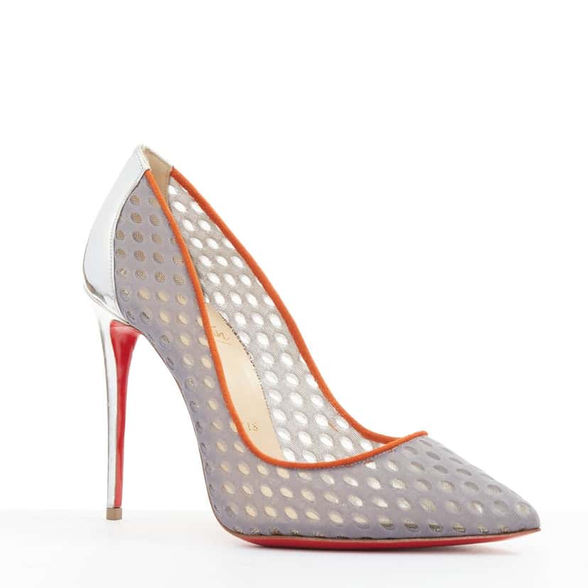 Christian Louboutin Follies Resille 100 Tis Alveo Pierre Grey Leather Good condition - Back View