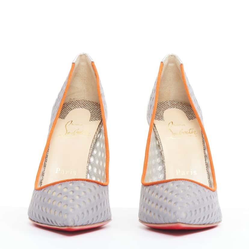 Christian Louboutin Follies Resille 100 Tis Alveo Pierre Grey Leather Good condition - Inside View