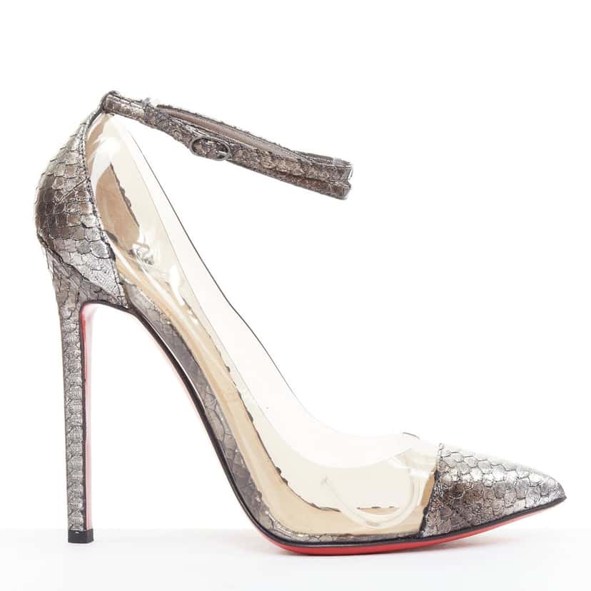Christian Louboutin Un Bout 120 Silver Leather Very good condition - Front View
