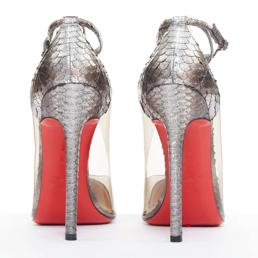 Christian Louboutin Un Bout 120 Silver Leather Very good condition - Box View