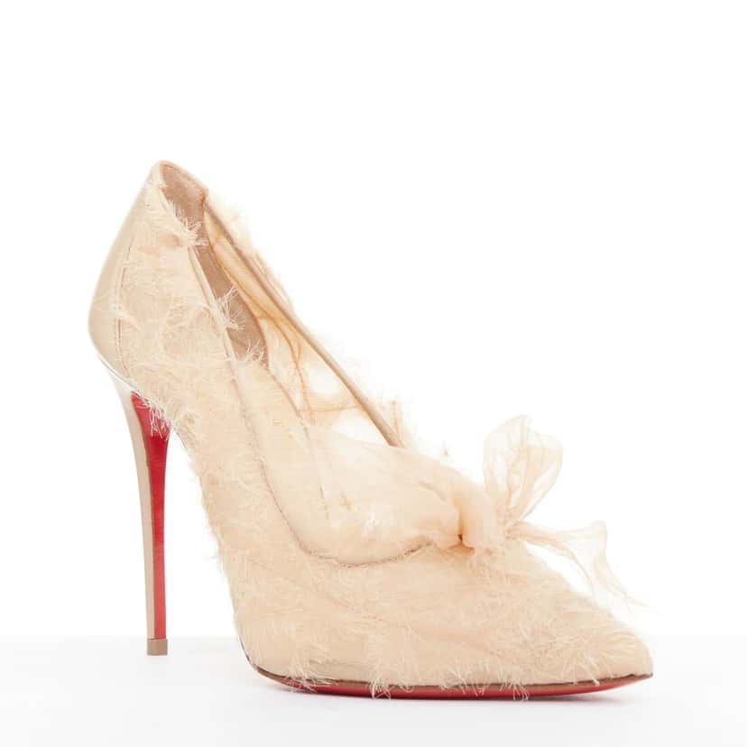 Christian Louboutin Toufrou 100 Beige Leather Very good condition - Front View