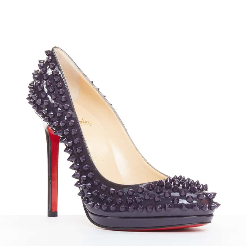 Christian Louboutin Neofilo Spikes 120 Patent Purple Leather Very good condition - Back View