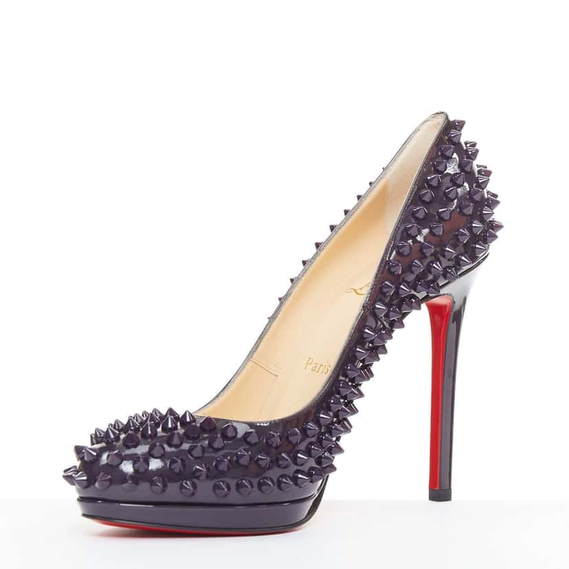 Christian Louboutin Neofilo Spikes 120 Patent Purple Leather Very good condition - Model View