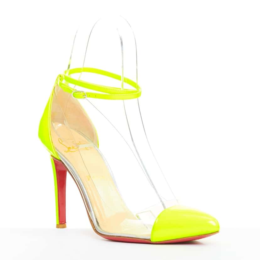 Christian Louboutin Un Bout 100 Fluo Chic Yellow Leather Very good condition - Back View