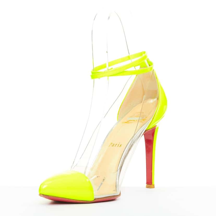 Christian Louboutin Un Bout 100 Fluo Chic Yellow Leather Very good condition - Model View