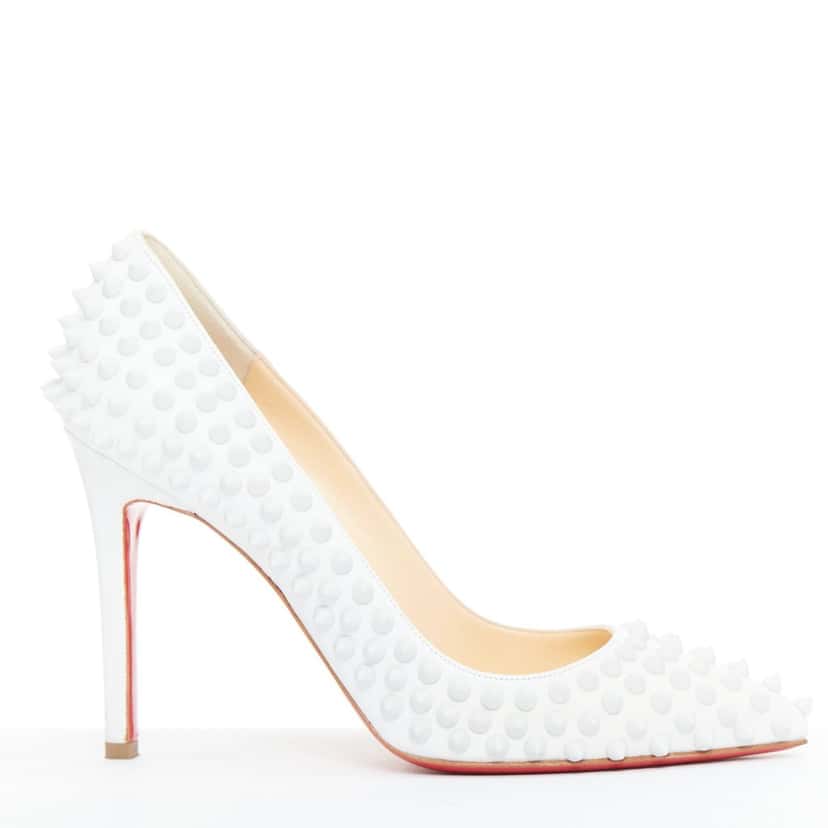Christian Louboutin Pigalle Spikes 100 White Leather Very good condition - Front View