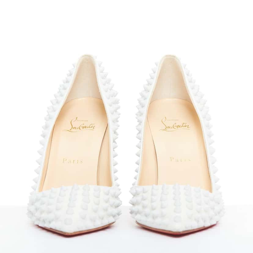 Christian Louboutin Pigalle Spikes 100 White Leather Very good condition - Inside View