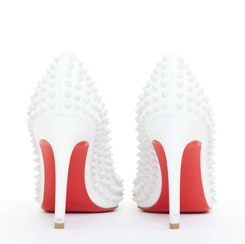 Christian Louboutin Pigalle Spikes 100 White Leather Very good condition - Box View