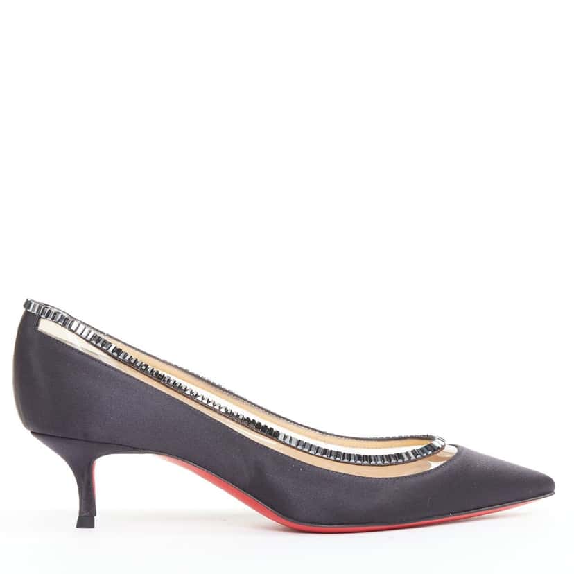 Christian Louboutin Paulina Strass 45 Black Silk Very good condition - Front View
