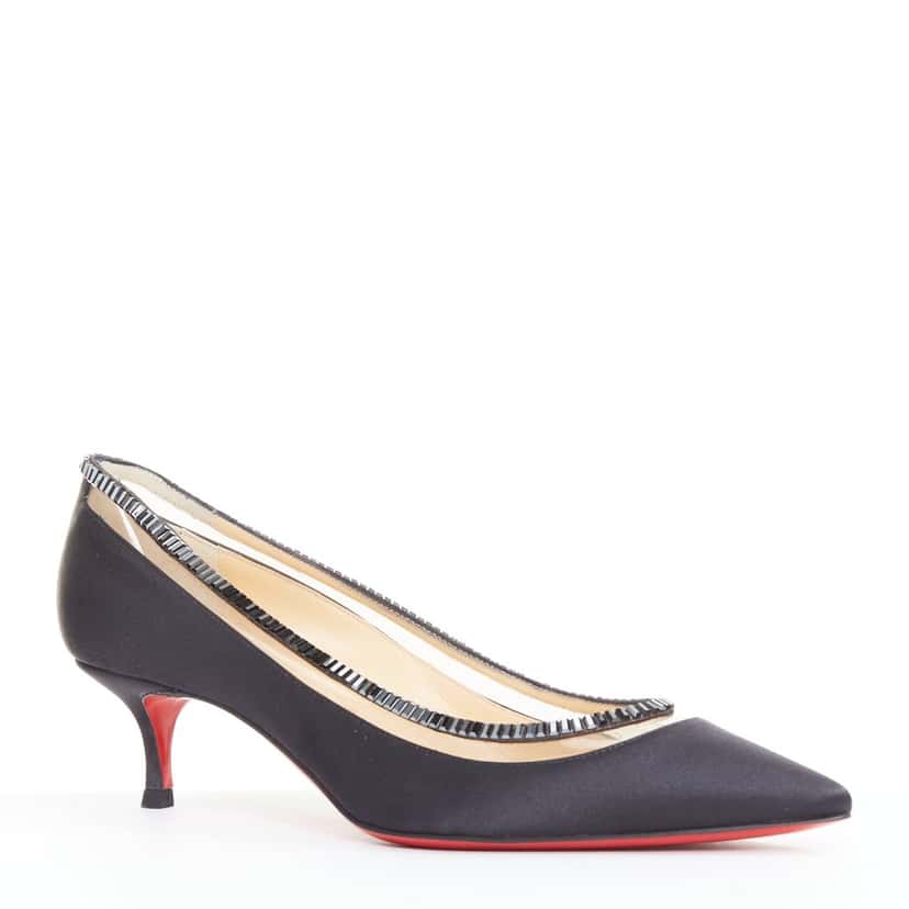 Christian Louboutin Paulina Strass 45 Black Silk Very good condition - Back View