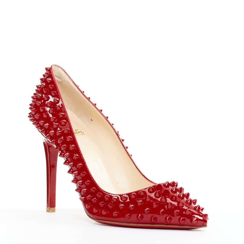 Christian Louboutin Pigalle Spikes 100 Red Leather Very good condition - Back View