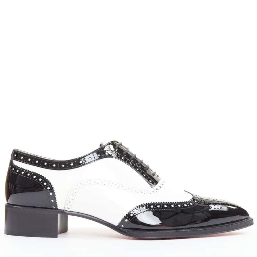 Christian Louboutin Zazou Fiori Flat Patent Black Leather Very good condition - Back View