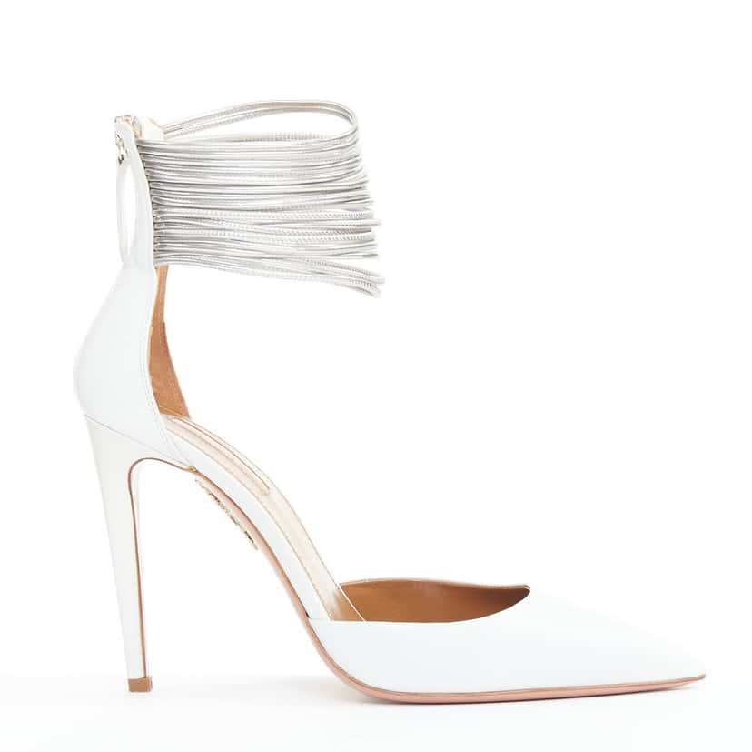 Aquazzura Hello Lover 105 White Leather Very good condition - Front View